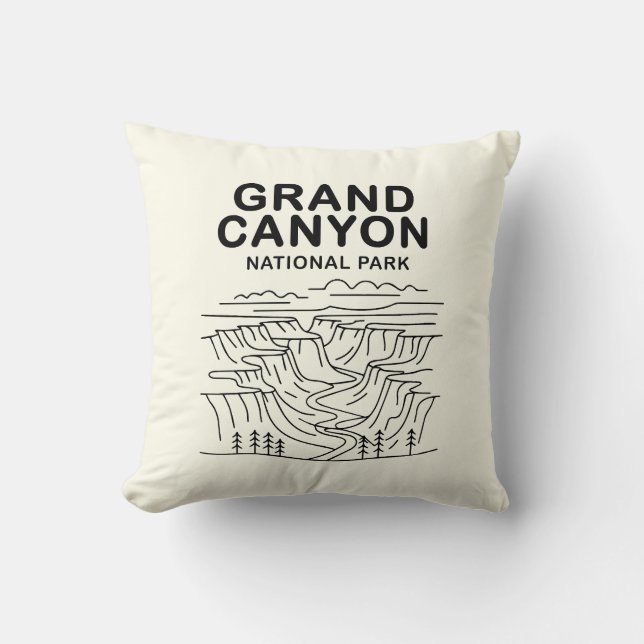 Grand Canyon National Park Line Art Kudde (Framsida)