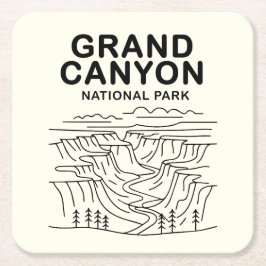 Grand Canyon National Park Line Art Underlägg Papper Kvadrat