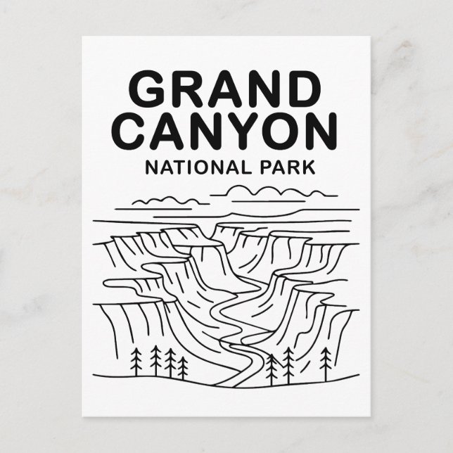 Grand Canyon National Park Line Art Vykort (Framsida)