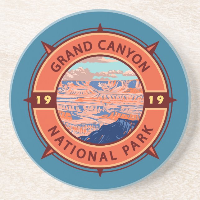 Grand Canyon National Park Retro Compass Emblem Underlägg (Framsidan)