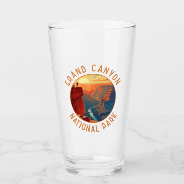 Grand Canyon National Park Retro Distress Circle Glaskopp (Framsida)