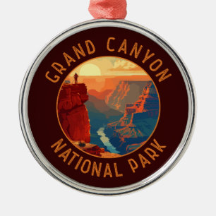 Grand Canyon National Park Retro Distress Circle Julgransprydnad Metall