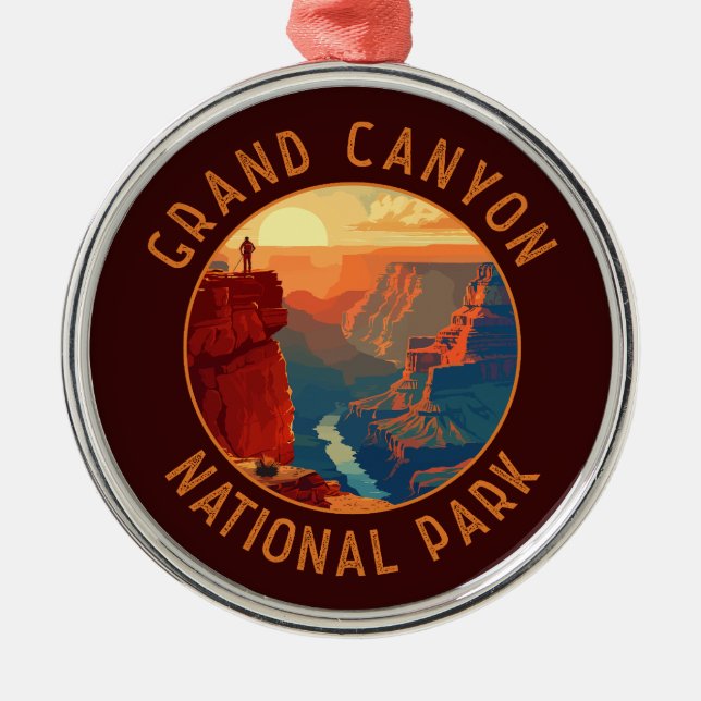 Grand Canyon National Park Retro Distress Circle Julgransprydnad Metall (Framsidan)