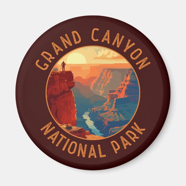 Grand Canyon National Park Retro Distress Circle Magnet (Framsidan)