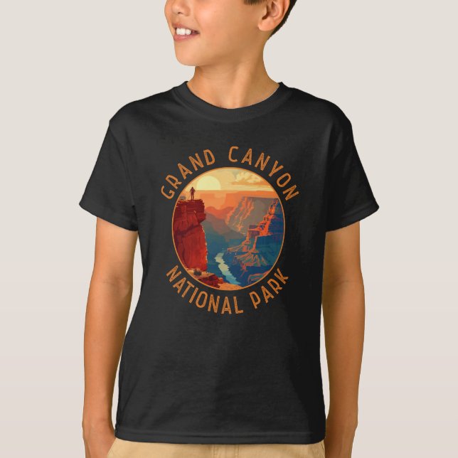 Grand Canyon National Park Retro Distress Circle T Shirt (Framsida)