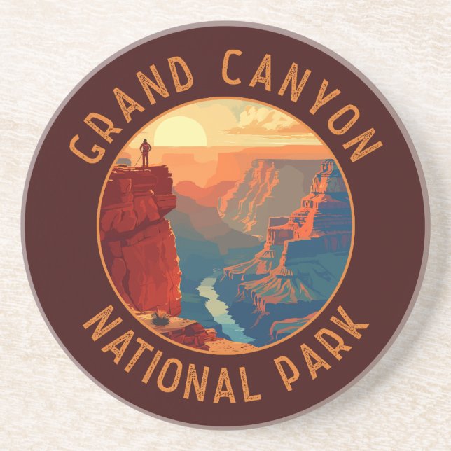 Grand Canyon National Park Retro Distress Circle Underlägg (Framsidan)