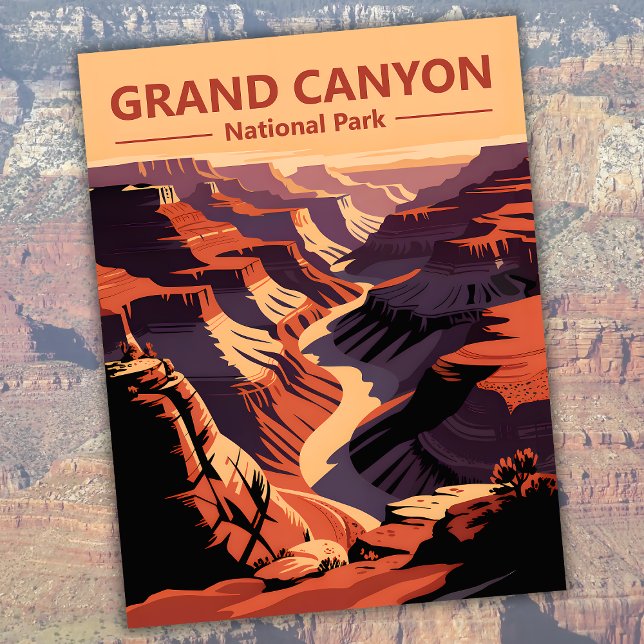 Grand Canyon National Park Retro Travel Arizona Vykort (Grand Canyon National Park Retro Travel Arizona Postcard)