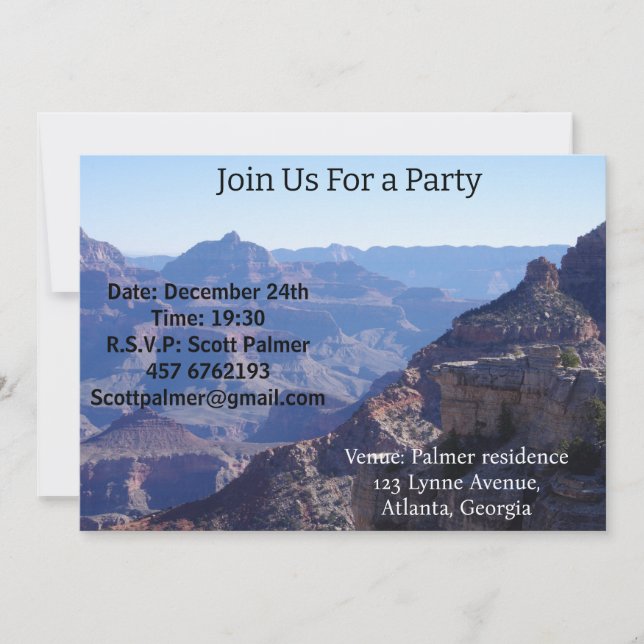 Grand Canyon National Park, South Rim Inbjudningar (Framsida)