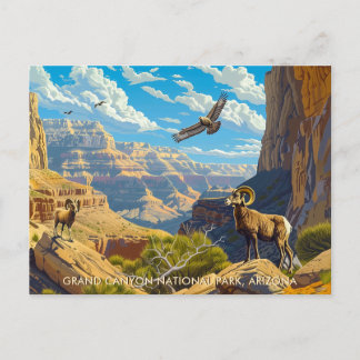 Grand Canyon National Park Wildlife Vintage Art Vykort