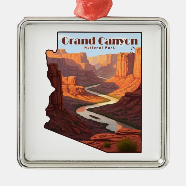 Grand Canyon nationalpark Arizona Karta Julgransprydnad Metall (Framsidan)