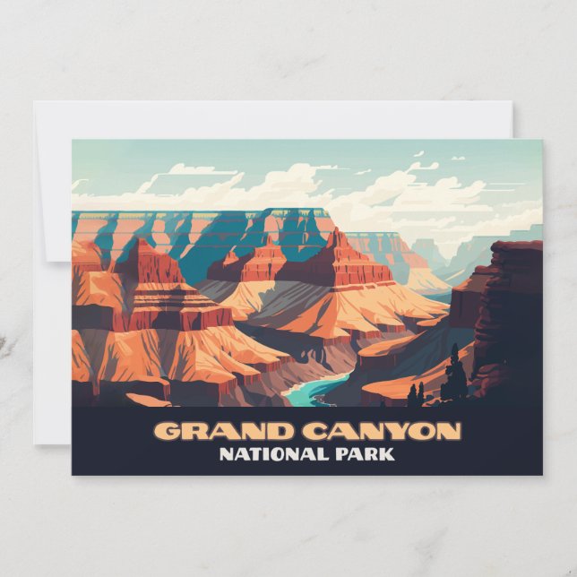 Grand Canyon nationalpark Arizona Retro Inbjudningar (Framsida)
