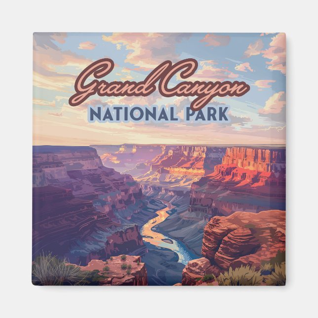 Grand Canyon nationalpark Arizona Retro Magnet (Framsidan)