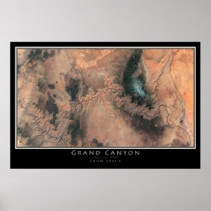 Grand Canyon nationalpark Arizona Satellite Karta Poster
