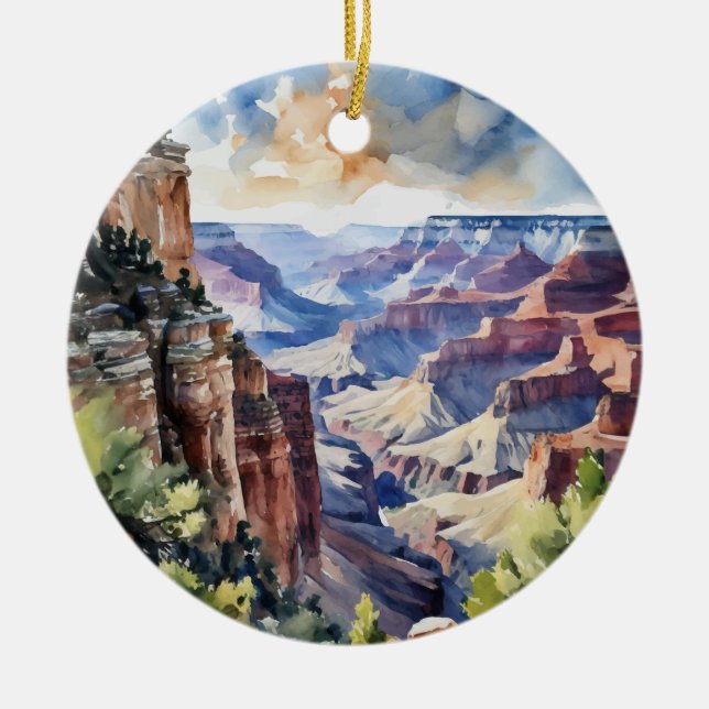 Grand Canyon nationalpark Arizona Watercolor Julgransprydnad Keramik (Framsidan)