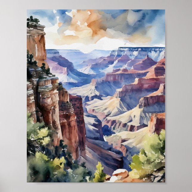 Grand Canyon nationalpark Arizona Watercolor Poster (Framsidan)
