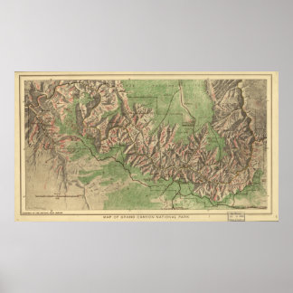 Grand Canyon nationalpark Karta 1926 Poster