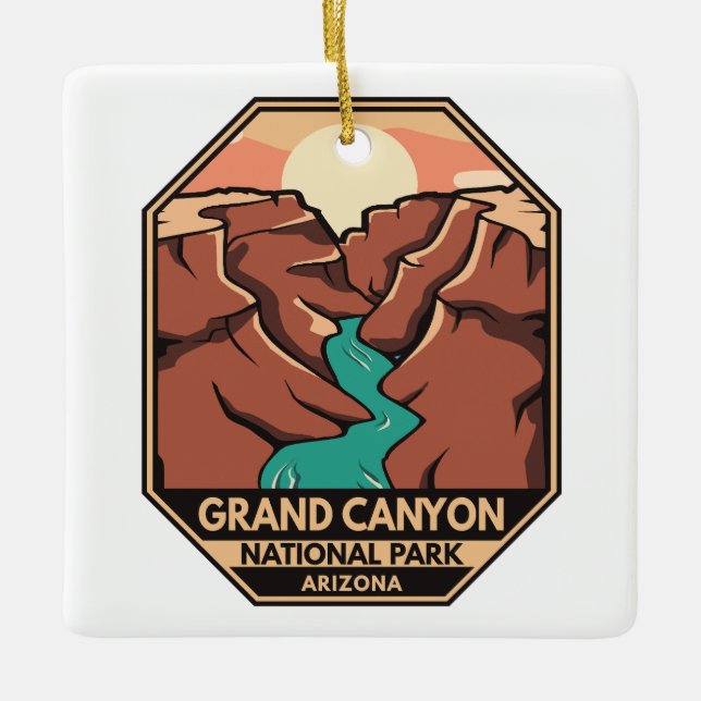 Grand Canyon nationalpark Retro Emblem Julgransprydnad Keramik (Framsida)
