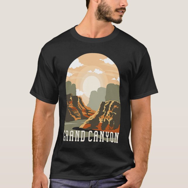 Grand Canyon nationalpark Skyline Silhouette Outl T Shirt (Framsida)