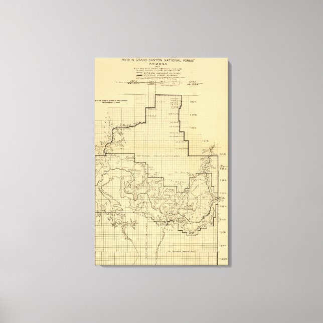 Grand Canyon nationalparkPanoramic Karta Canvastryck (Framsida)