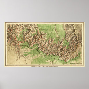 Grand Canyon nationalparkPanoramic Karta Poster