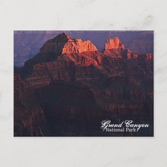 Grand Canyon Norra Kanten Sista Ljuset Solnedgångs Vykort (Framsida)