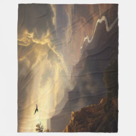 Grand Canyon Radiance: Soaring Bird & Golden Glow Fleecefilt