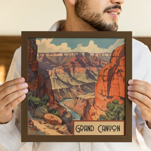 Grand Canyon Retro Travel Design Canvastryck (Skapare uppladdad)