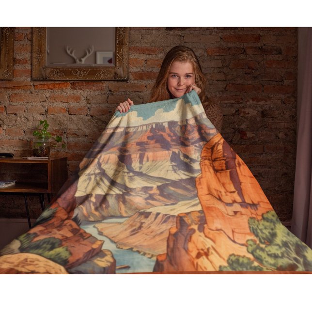 Grand Canyon Retro Travel Design Fleecefilt (Skapare uppladdad)