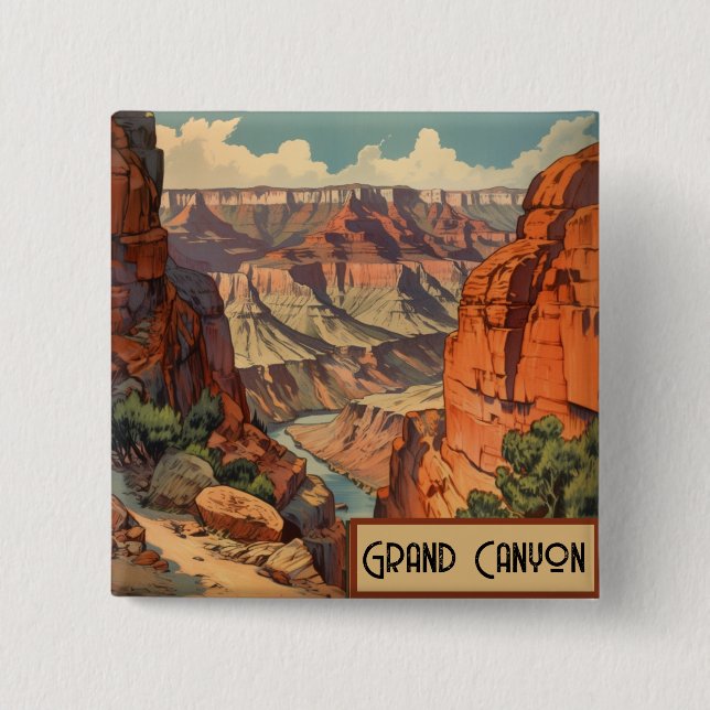 Grand Canyon Retro Travel Design Knapp (Framsida)