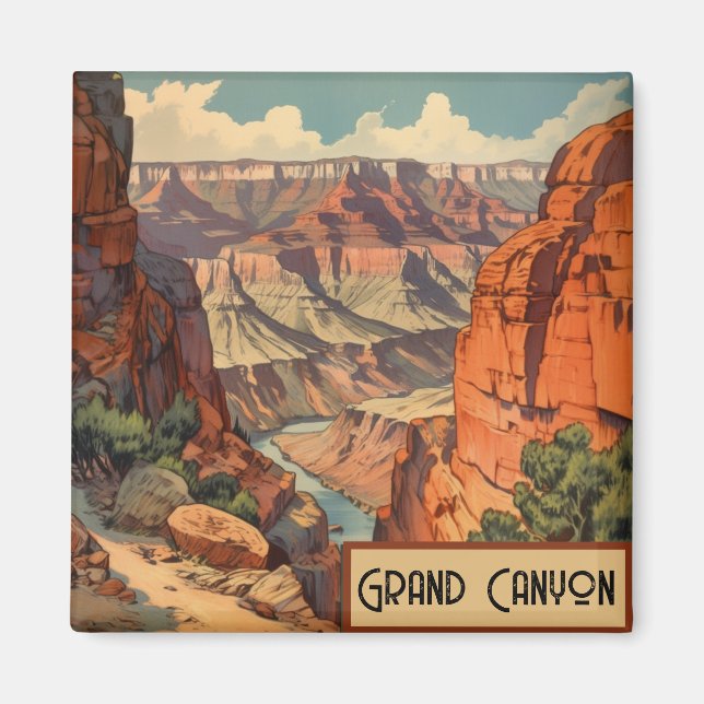 Grand Canyon Retro Travel Design Magnet (Framsidan)