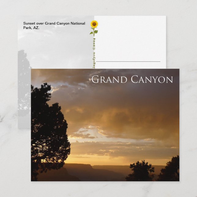 Grand Canyon Solnedgång, AZ - vykort (Fram/baksida)