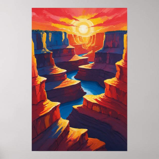 Grand Canyon-solnedgång med röda klippformationer  Poster (Framsidan)