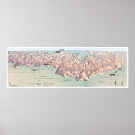 Grand Canyon South Rim karta poster