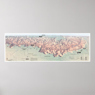 Grand Canyon South Rim karta poster