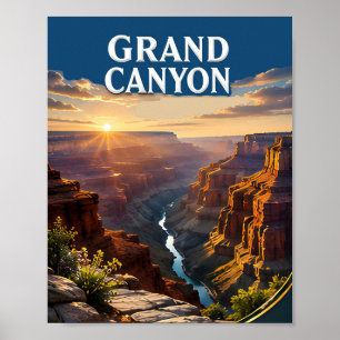 Grand Canyon South Rim Solnedgång Resa Poster
