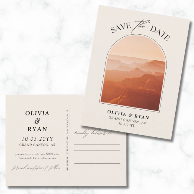 Grand Canyon Spara datum Postkort Bröllop Vykort (Grand Canyon Save the Date Postcard Wedding)