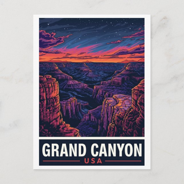 Grand Canyon Sunset Night Sky Vykort (Framsida)