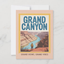 Grand Canyon USA Retro National Park Hiker Vykort