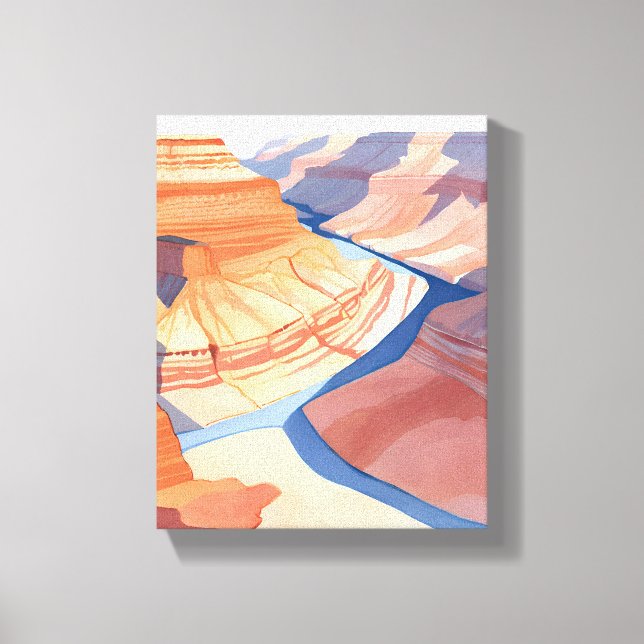 Grand Canyon | Vattenfärg liggande målning Canvastryck (Framsida)