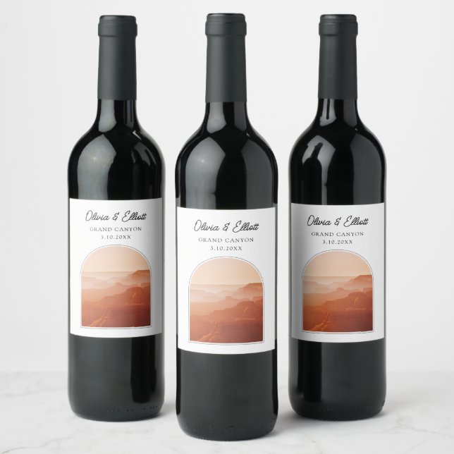 Grand Canyon Wedding Favor Personlig Vinflaska Etikett (Flaskor)
