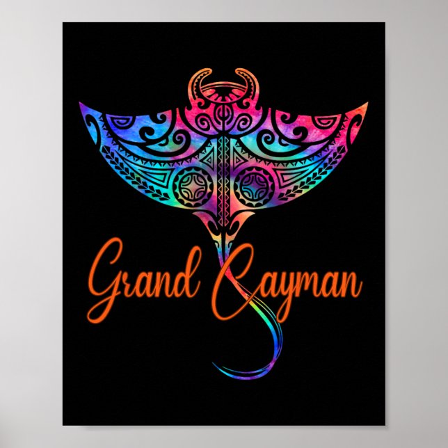 Grand Cayman Islands 2025 Tribal Stingray Familj V Poster (Framsidan)