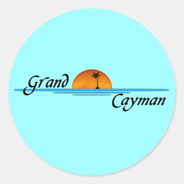 Grand Cayman Sticker Runt Klistermärke (Framsida)