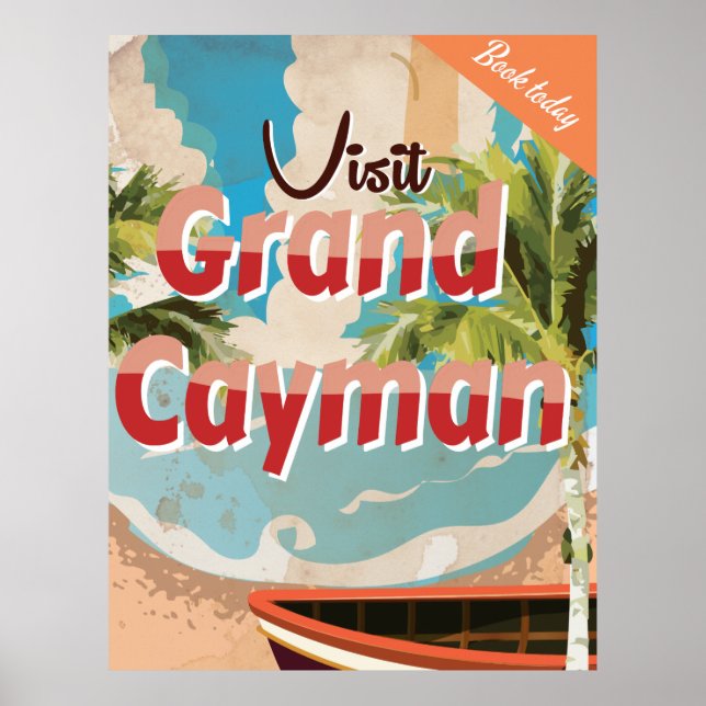 Grand Cayman Vintage Resemålningaffisch Poster (Framsidan)