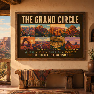 Grand Circle Nationalparker Landmärken Illustratio Poster