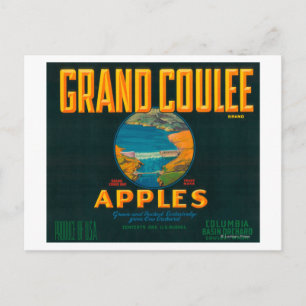 Grand Coulee Apple-etikett - Coulee, WA Vykort
