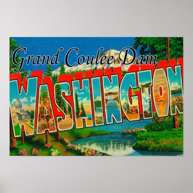 Grand Coulee Dam, Washington - Stora Brev Poster (Framsidan)