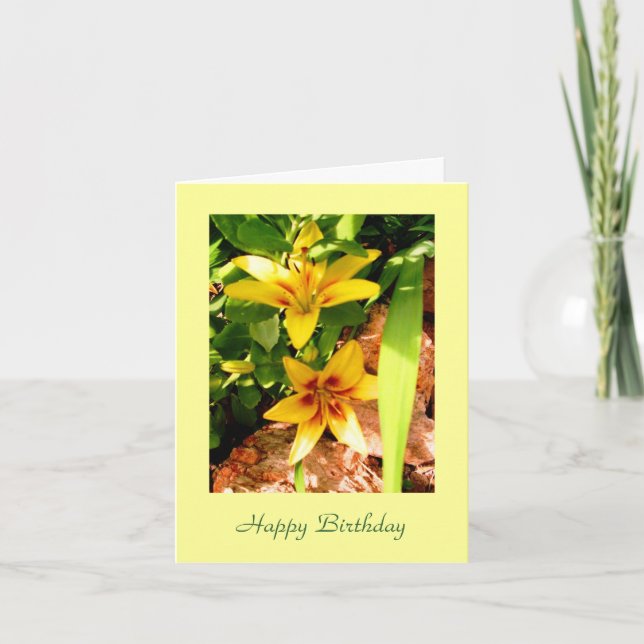 Grand Cru Lily Flower Birthday Card Kort (Framsida)