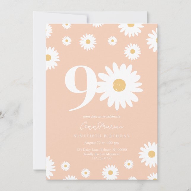 Grand Daisy Milestone Nittioårsdag Inbjudningar (Framsida)