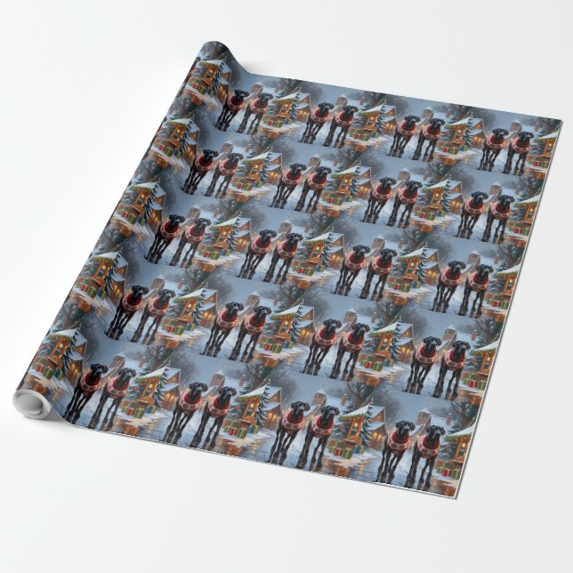Grand Dan-hundar Jul Snö Högtid Presentpapper (Utrullad)
