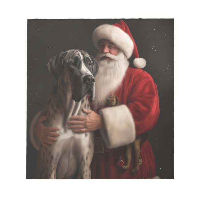 Grand Dane Med Tomte Festlig Jul Anteckningsblock (Framsida)